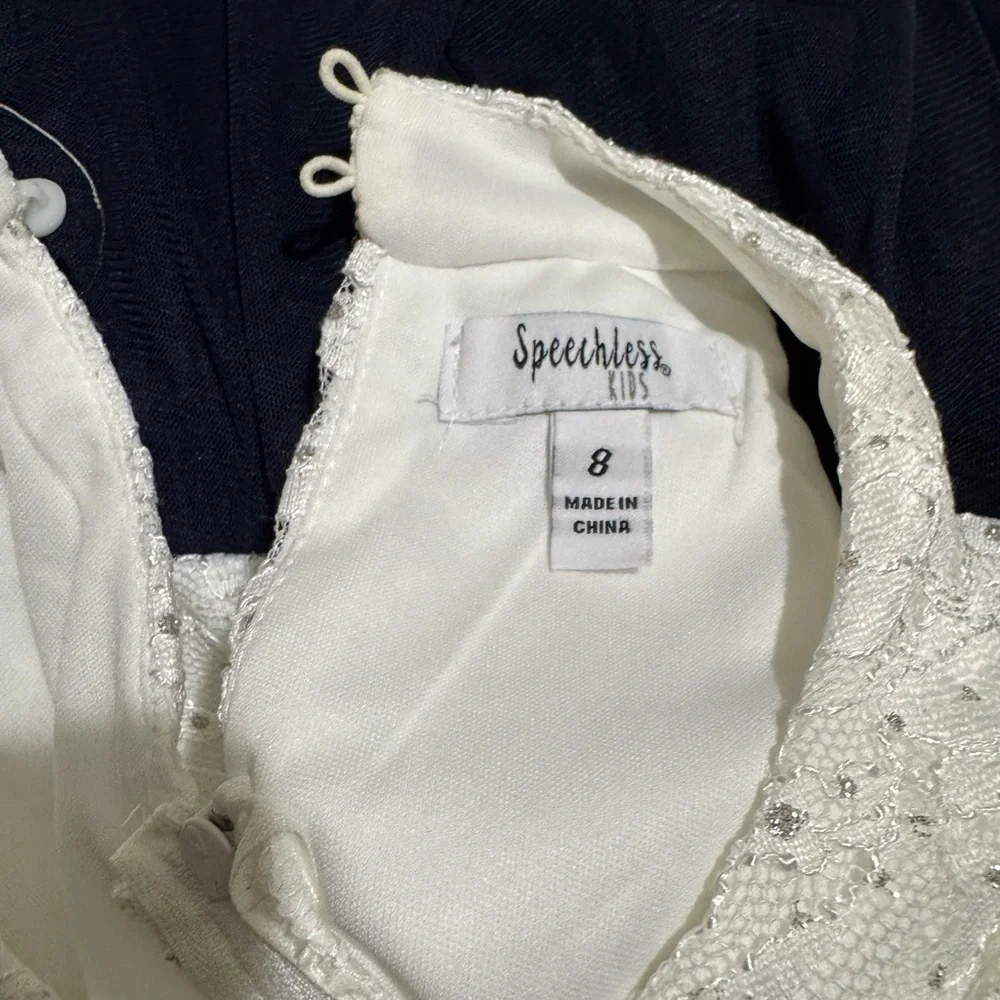 Speechless White and Navy Formal Kids Dress